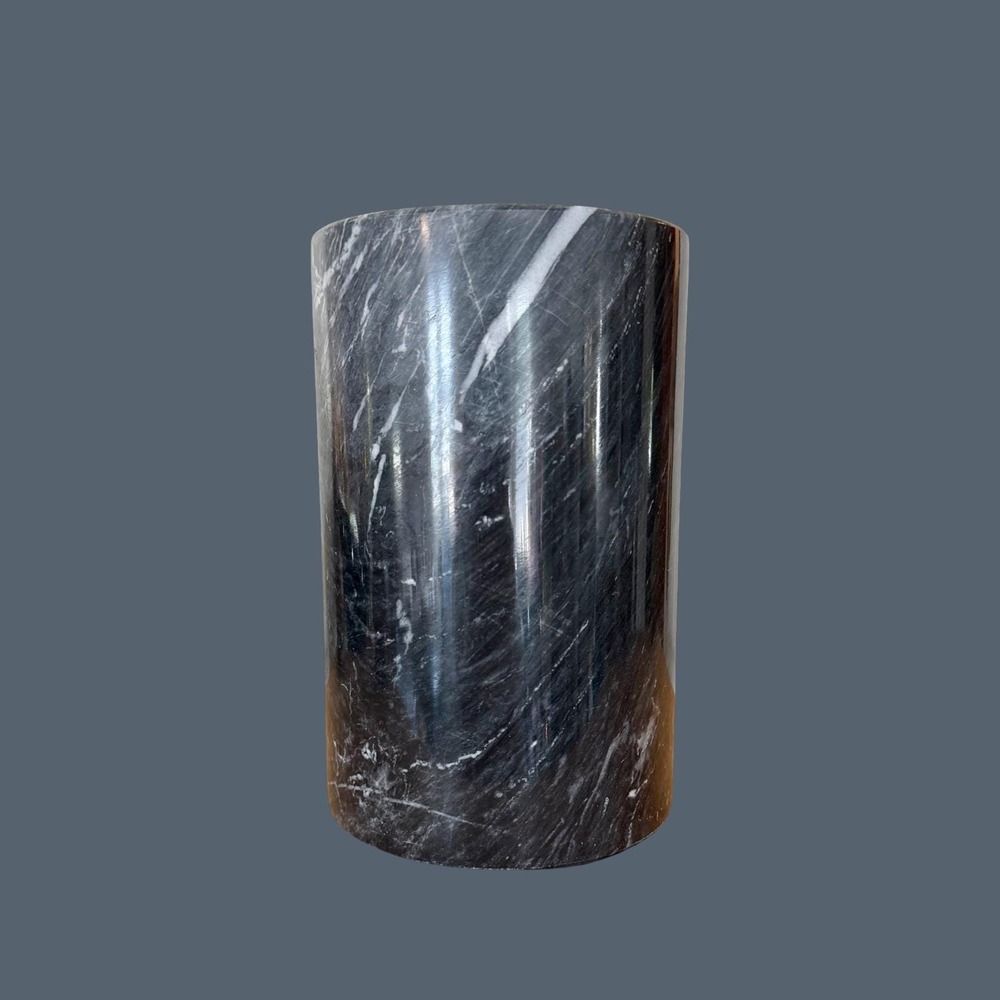Vintage Crate & Barrel Heavy Black Marble Utensil Holder Crock